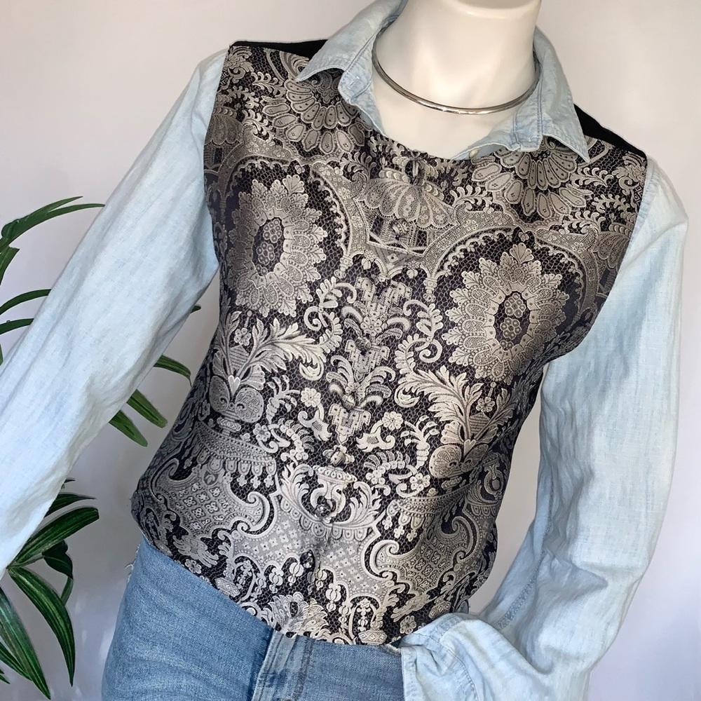 Gorgeous Emanuel Ungaro Silk Vest Jacquard Buttoned Ornate - Picture 2 of 14